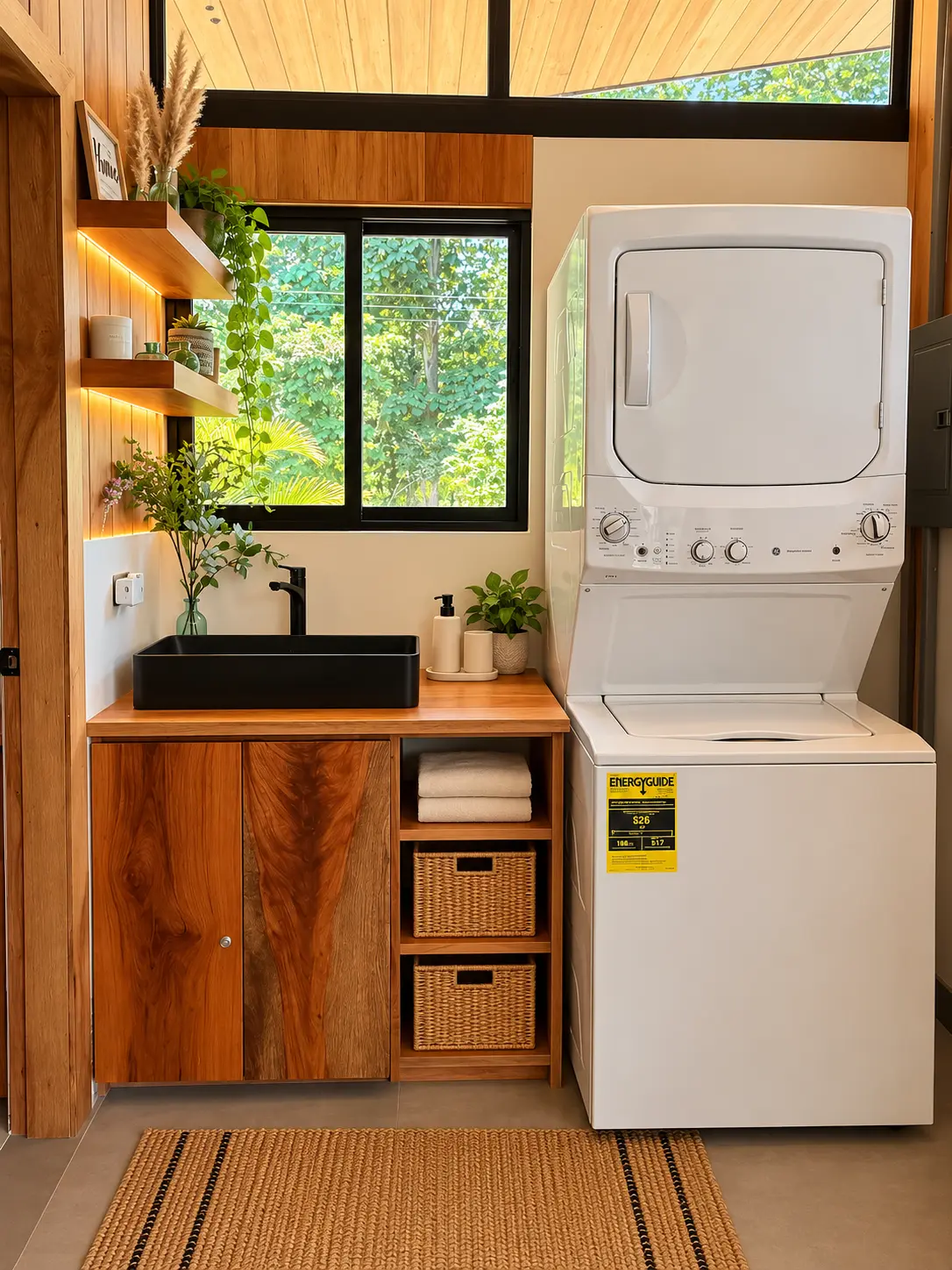 Washing station with washer and dryer